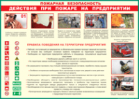 Таблица "Действия при пожаре на предприятии" (100х140 сантиметров, винил) - fgospostavki.ru - Уфа