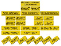 Набор магнитных карточек "Вопросы к членам предложения" (фон жёлтый) - fgospostavki.ru - Уфа