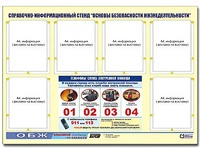 Стенд информационный "Основы безопасности жизнедеятельности" (80*110, 6 карманов) - fgospostavki.ru - Уфа