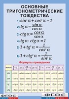 Таблица "Основные тригонометрические тождества. Формулы приведения" (винил) - fgospostavki.ru - Уфа