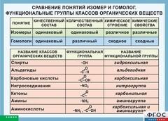 Таблица. Сравнение понятий изомер и гомолог. Функциональные группы классов органических веществ. - fgospostavki.ru - Уфа