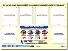 Стенд информационный "Основы безопасности жизнедеятельности" (80*110, 6 карманов) - fgospostavki.ru - Уфа