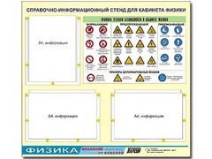 Стенд информационный "Правила техники безопасности в кабинете физики" (75*70, 3 кармана) - fgospostavki.ru - Уфа