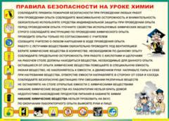 Таблица "Правила безопасности на уроке химии" (100х140 сантиметров, винил) - fgospostavki.ru - Уфа