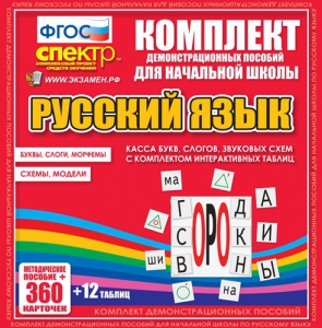 Динамические раздаточные пособия. Русский язык (комплект демонстрационных материалов). Касса букв, слогов, звуковых схем с набором интерактивных таблиц. - fgospostavki.ru - Уфа