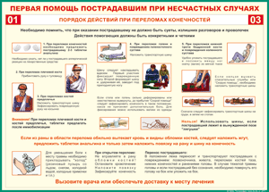 Таблица "Порядок действий при переломах конечностей" (100х140 сантиметров, винил) - fgospostavki.ru - Уфа