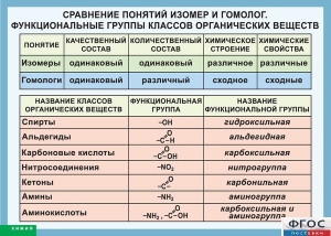 Таблица. Сравнение понятий изомер и гомолог. Функциональные группы классов органических веществ. - fgospostavki.ru - Уфа