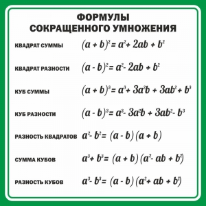 Стенд "Формулы сокращенного умножения" Вариант 2 - fgospostavki.ru - Уфа