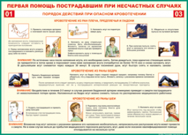 Таблица "Порядок действий при опасном кровотечении" (100х140 сантиметров, винил) - fgospostavki.ru - Уфа