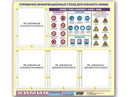 Стенд информационный "Правила техники безопасности в кабинете химии" (80х75, 4 кармана) - fgospostavki.ru - Уфа