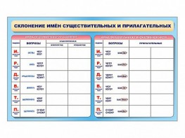 Фрагмент (демонстрационный) маркерный (двухсторонний) "Склонение имен существительных и прилагательных" - fgospostavki.ru - Уфа
